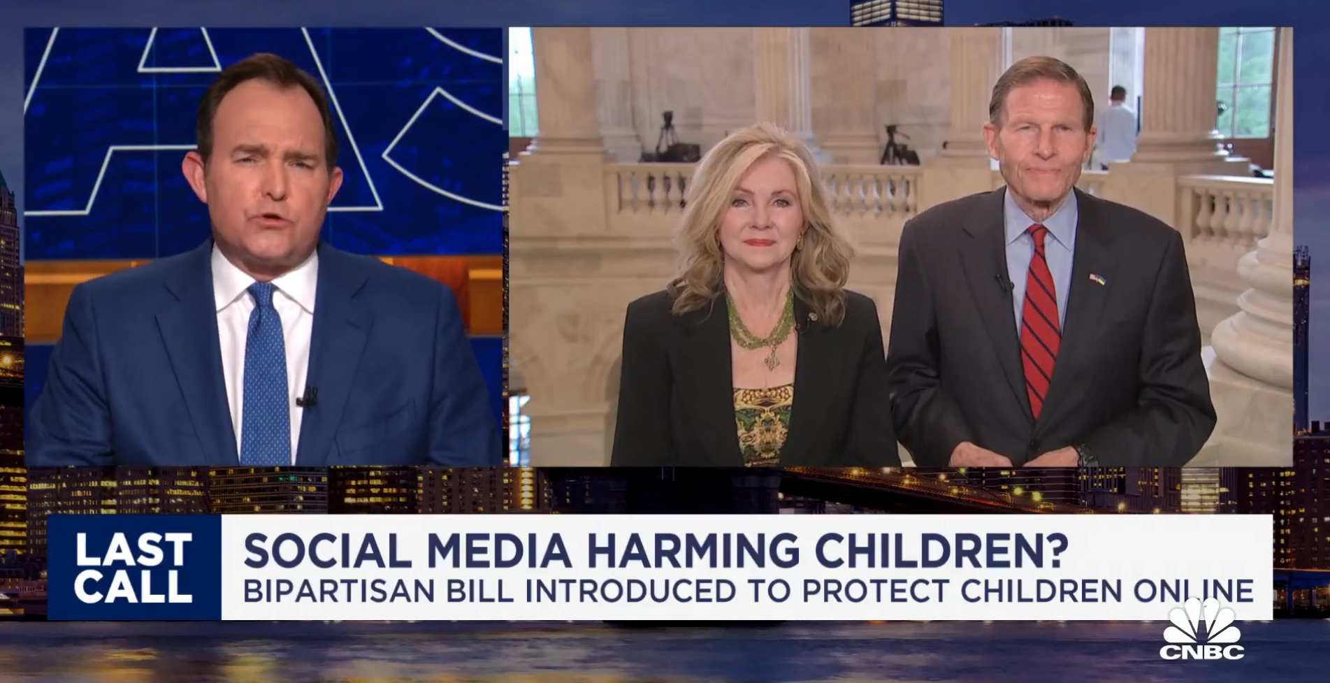 Blumenthal and Blackburn appeared on CNN, CBS This Morning, CNBC, Fox News, and GMA3 on ABC to discuss the bipartisan legislation. Blumenthal also appeared on MSNBC.